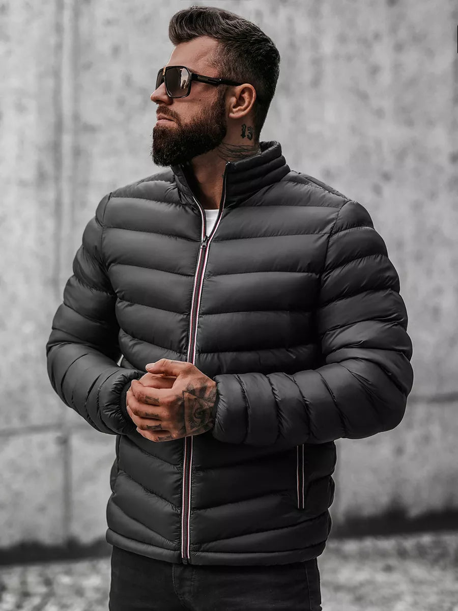 Black quilted men's jacket Omir