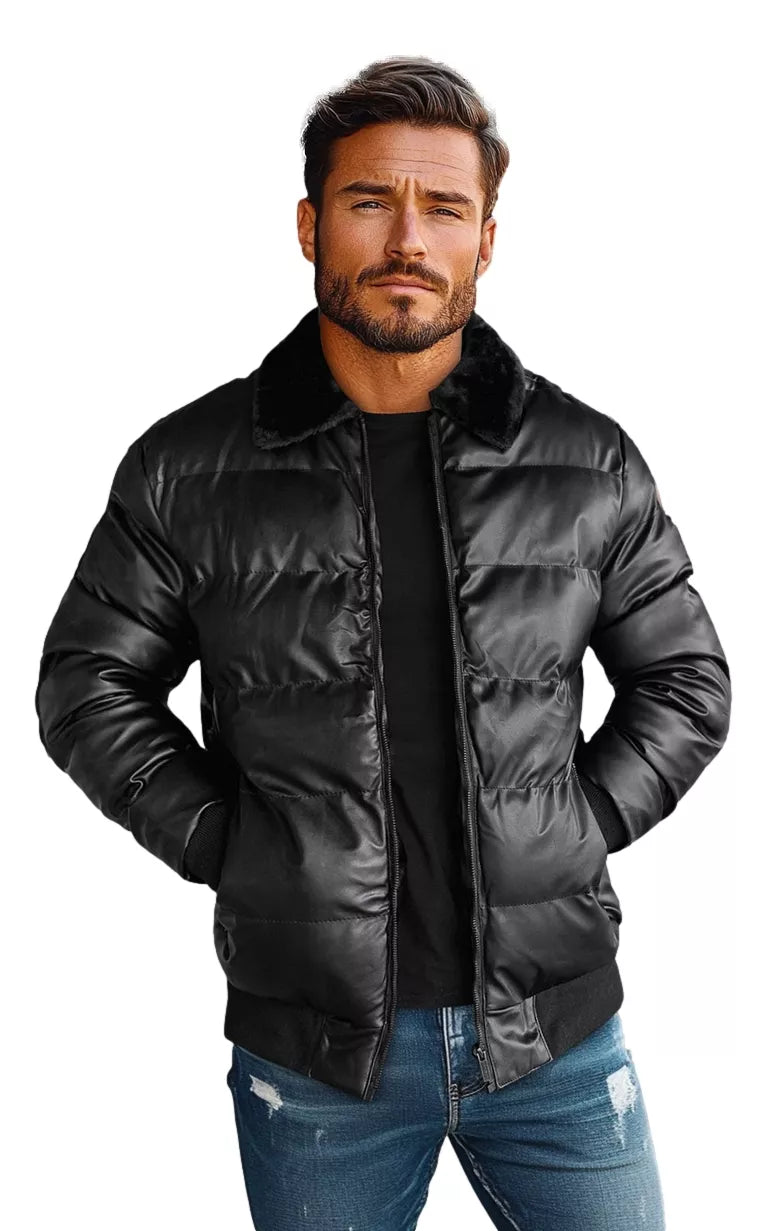 Black quilted men's jacket Rotir