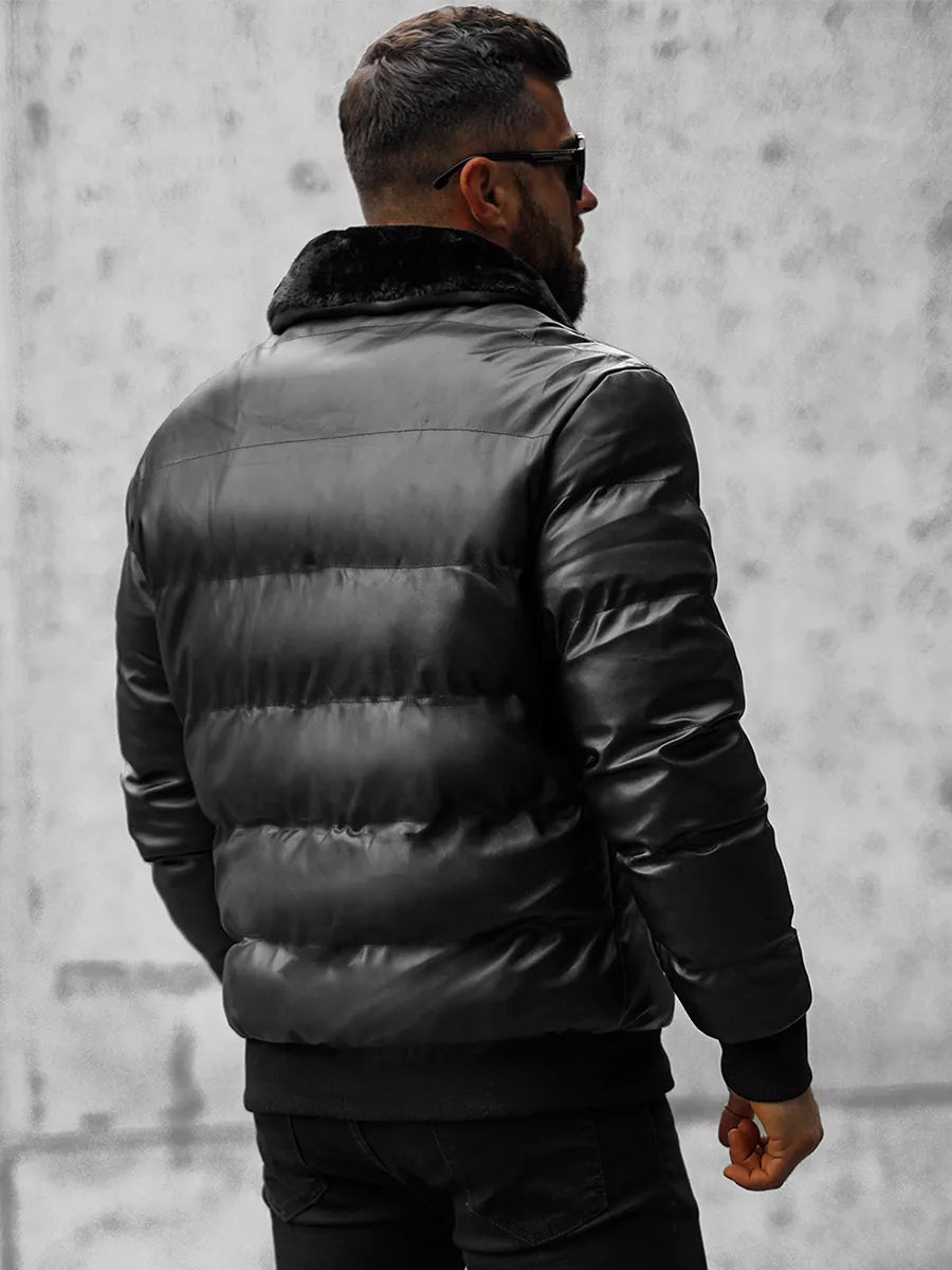 Black quilted men's jacket Rotir