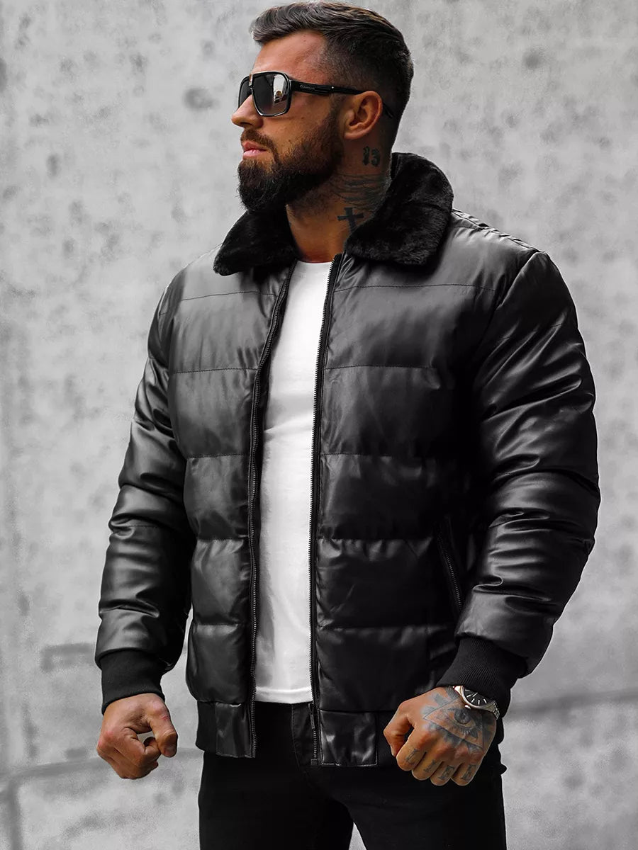 Black quilted men's jacket Rotir
