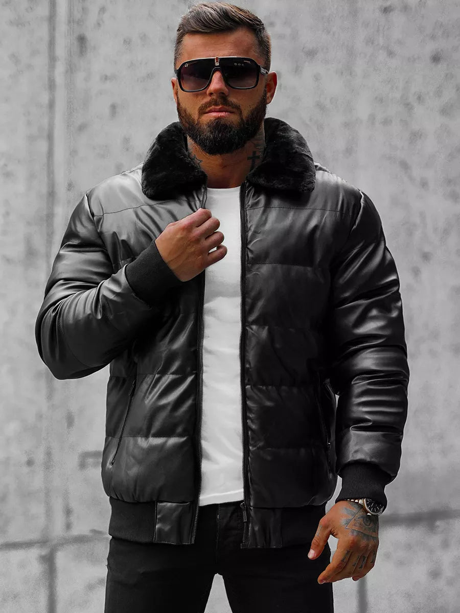 Black quilted men's jacket Rotir