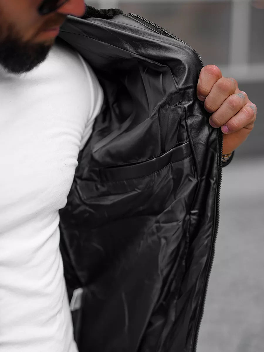 Black quilted men's jacket Rotir