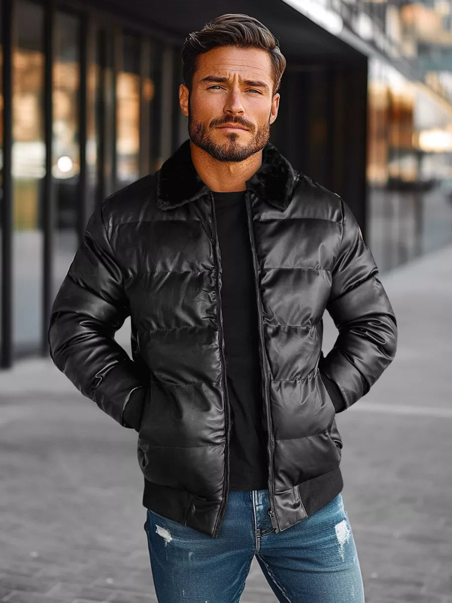 Black quilted men's jacket Rotir