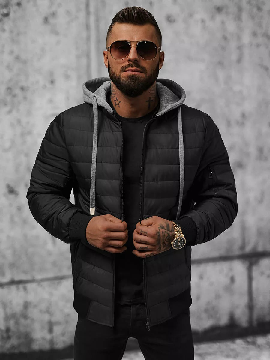 Black men's jacket with hood Kidol