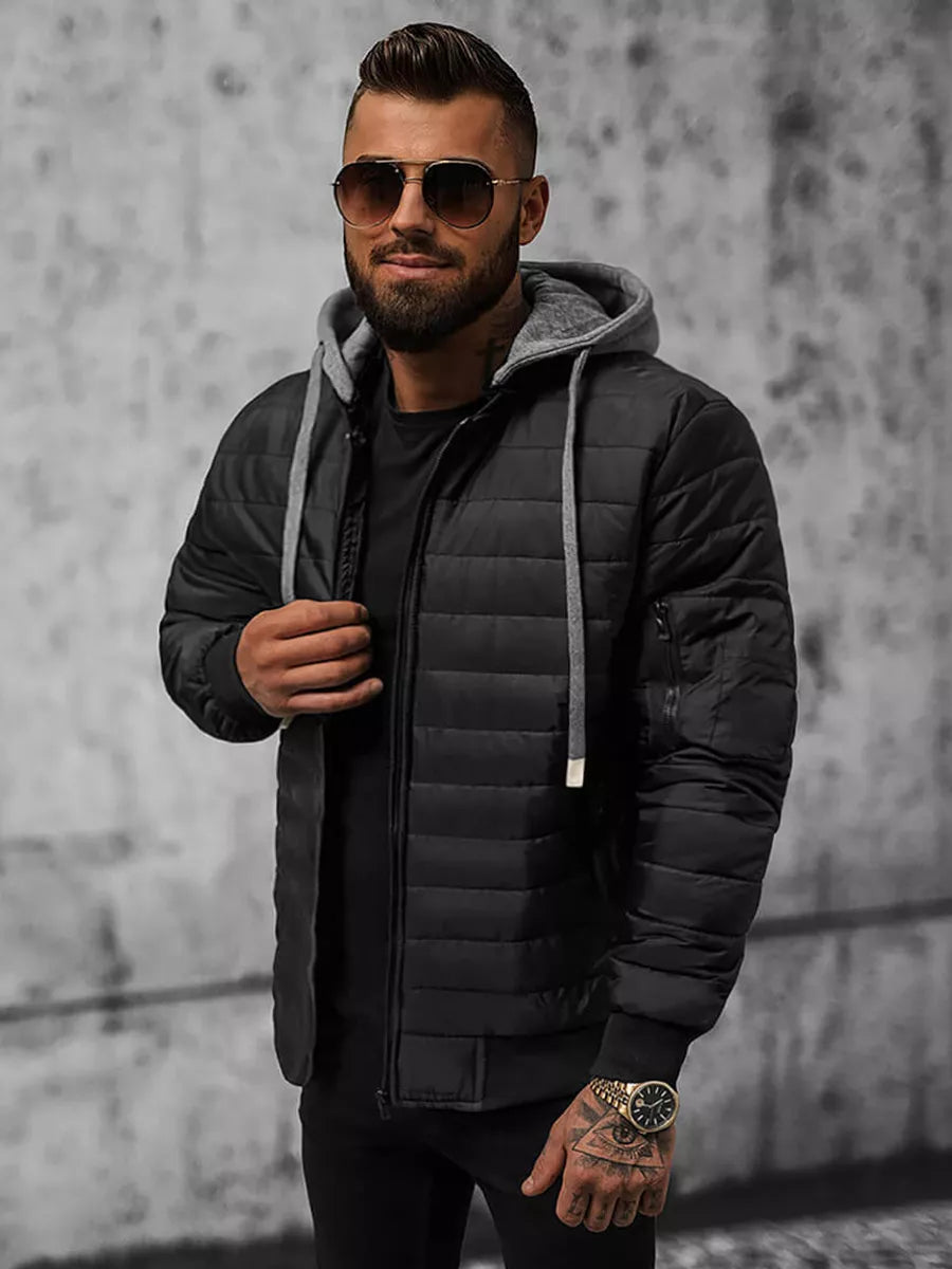 Black men's jacket with hood Kidol