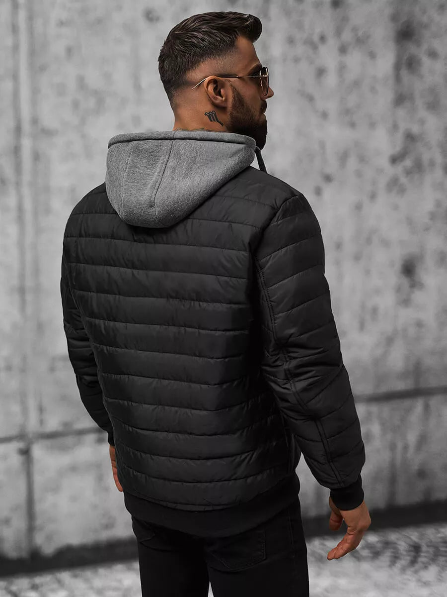 Black men's jacket with hood Kidol