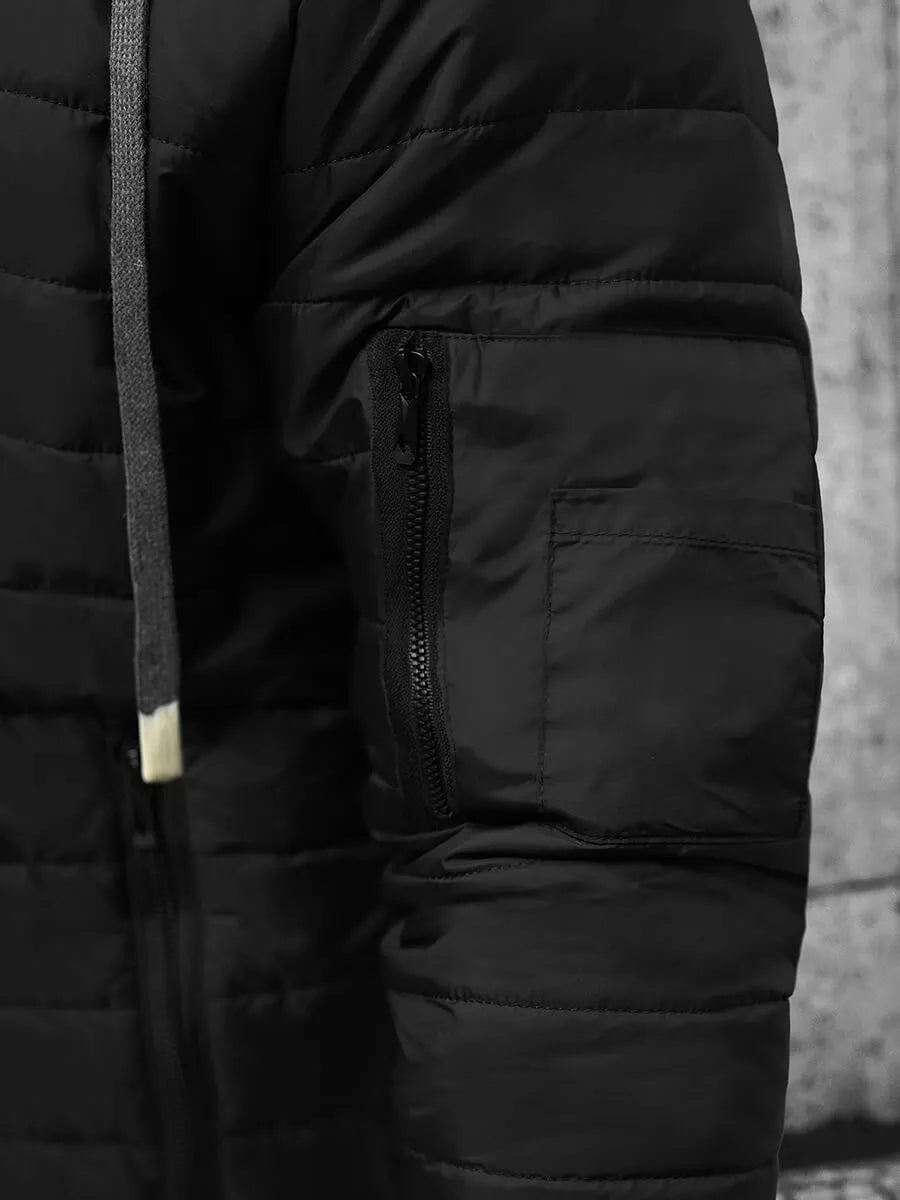 Black men's jacket with hood Kidol