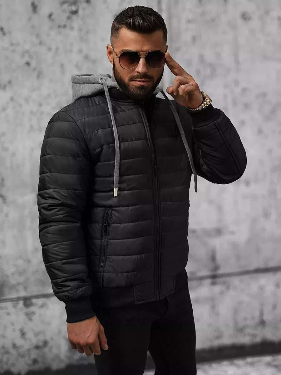 Black men's jacket with hood Kidol