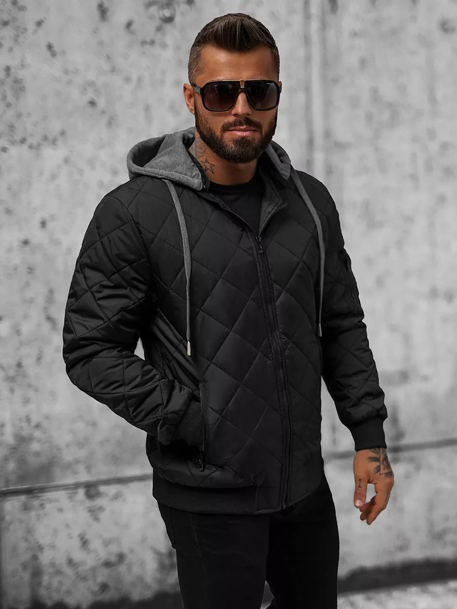Black men's jacket with hood Lator