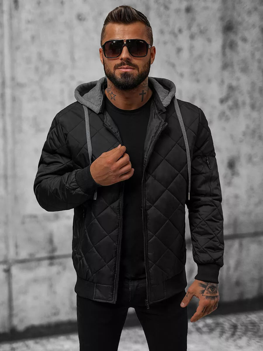 Black men's jacket with hood Lator