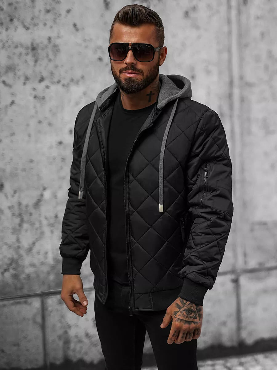 Black men's jacket with hood Lator