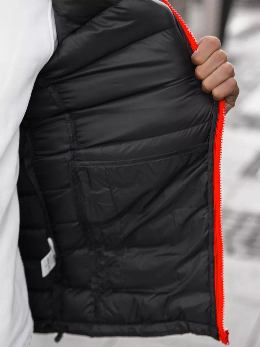 Black with red zipper men's spring - autumn jacket Monit