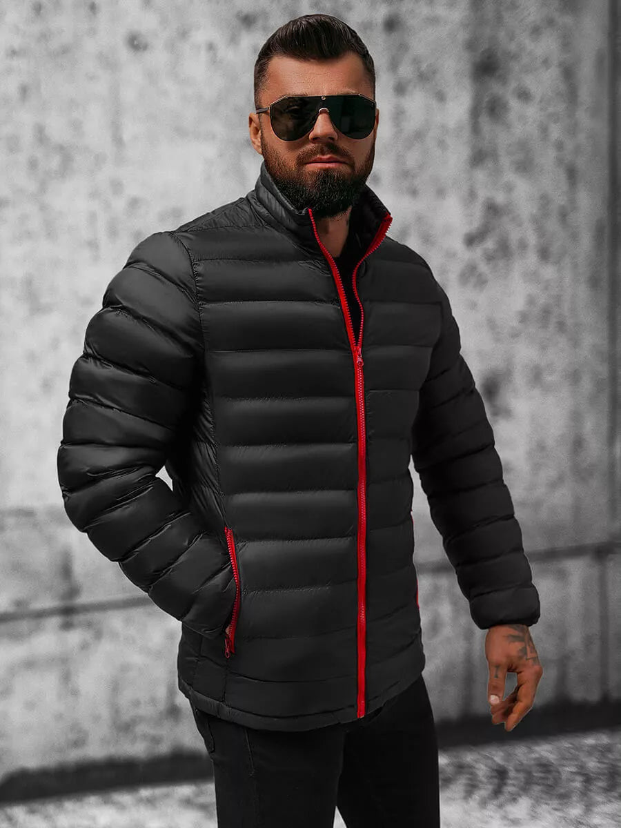 Black with red zipper men's spring - autumn jacket Monit