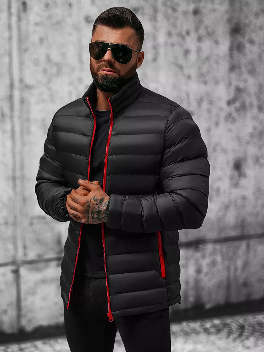 Black with red zipper men's spring - autumn jacket Monit