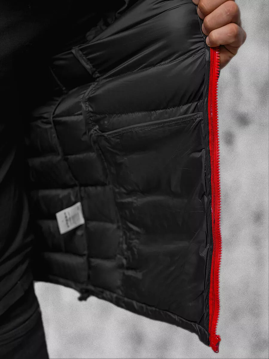 Black with red zipper men's spring - autumn jacket Monit
