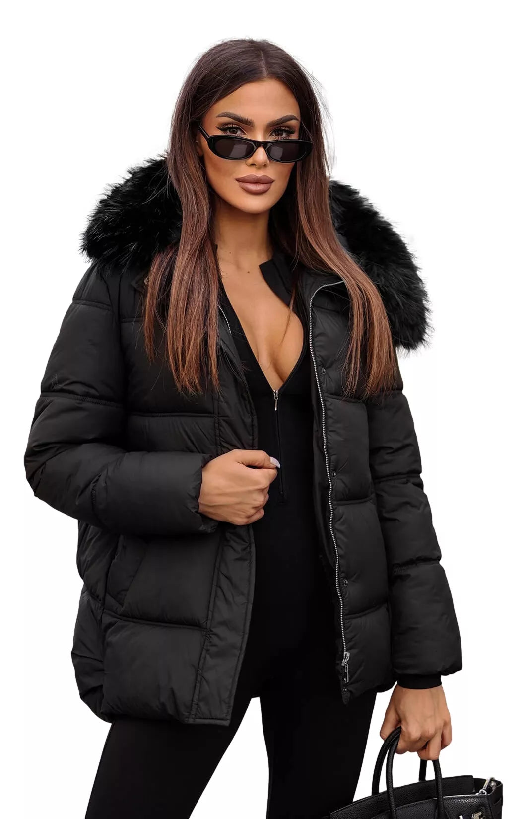 Black winter women's jacket Star
