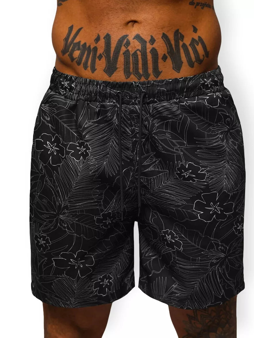 Black Leaf swim shorts
