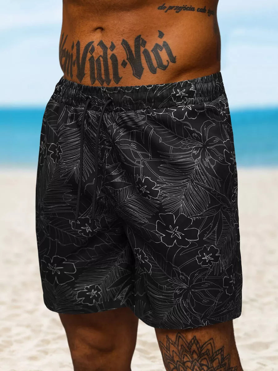 Black Leaf swim shorts