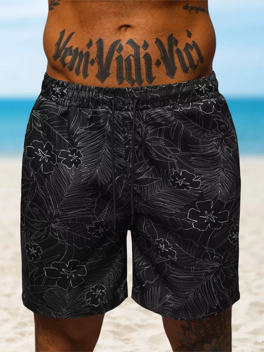 Black Leaf swim shorts