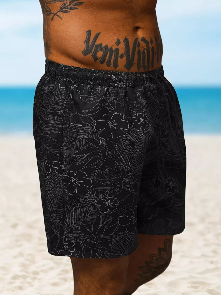 Black Leaf swim shorts