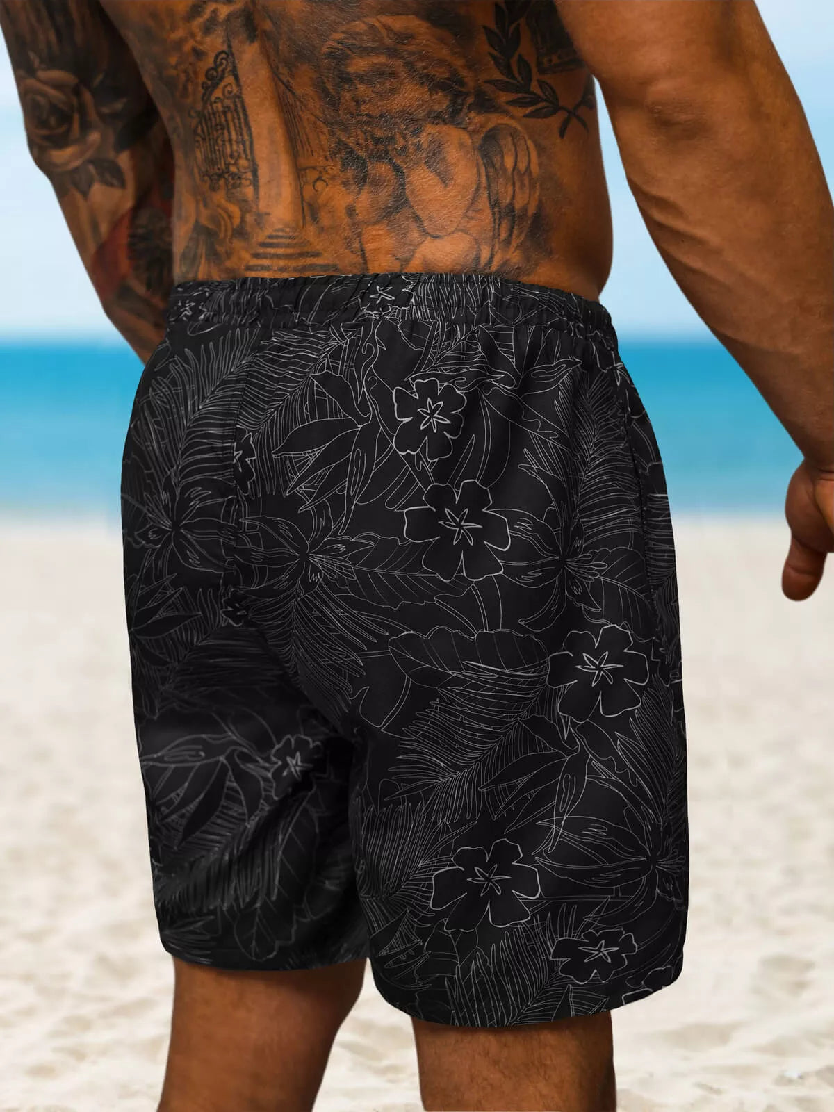 Black Leaf swim shorts