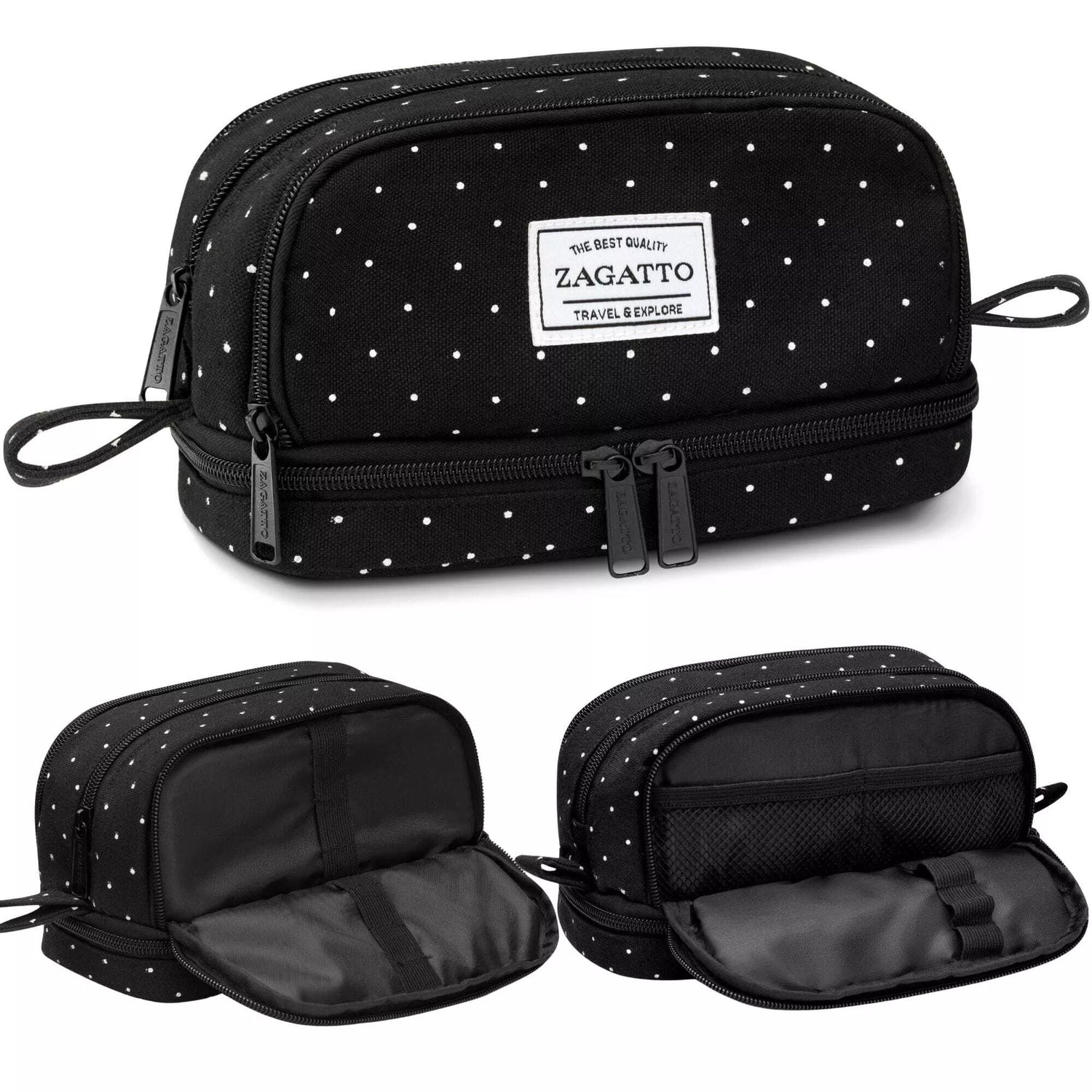 Black with white dots pencil case Mast