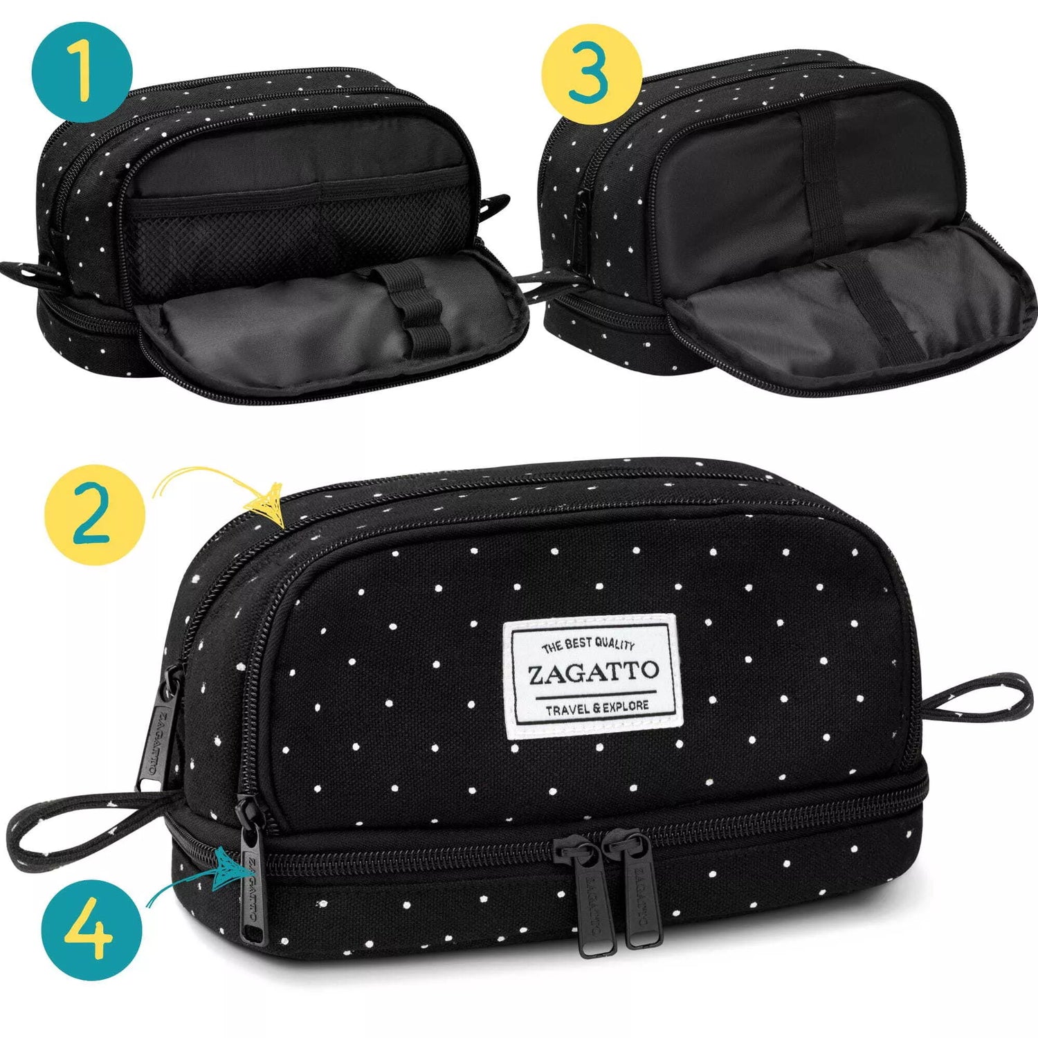 Black with white dots pencil case Mast