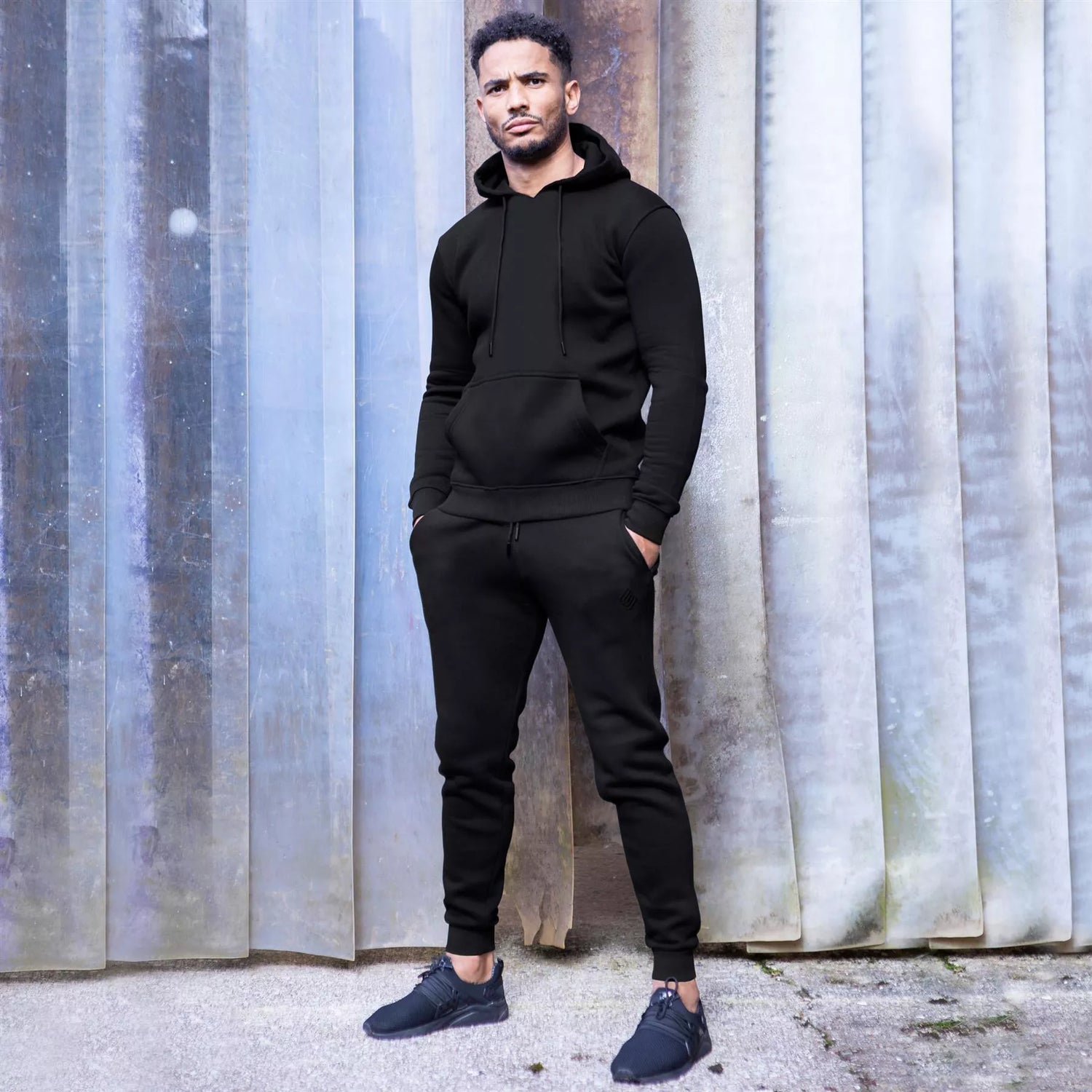 Men's black hooded tracksuit Take