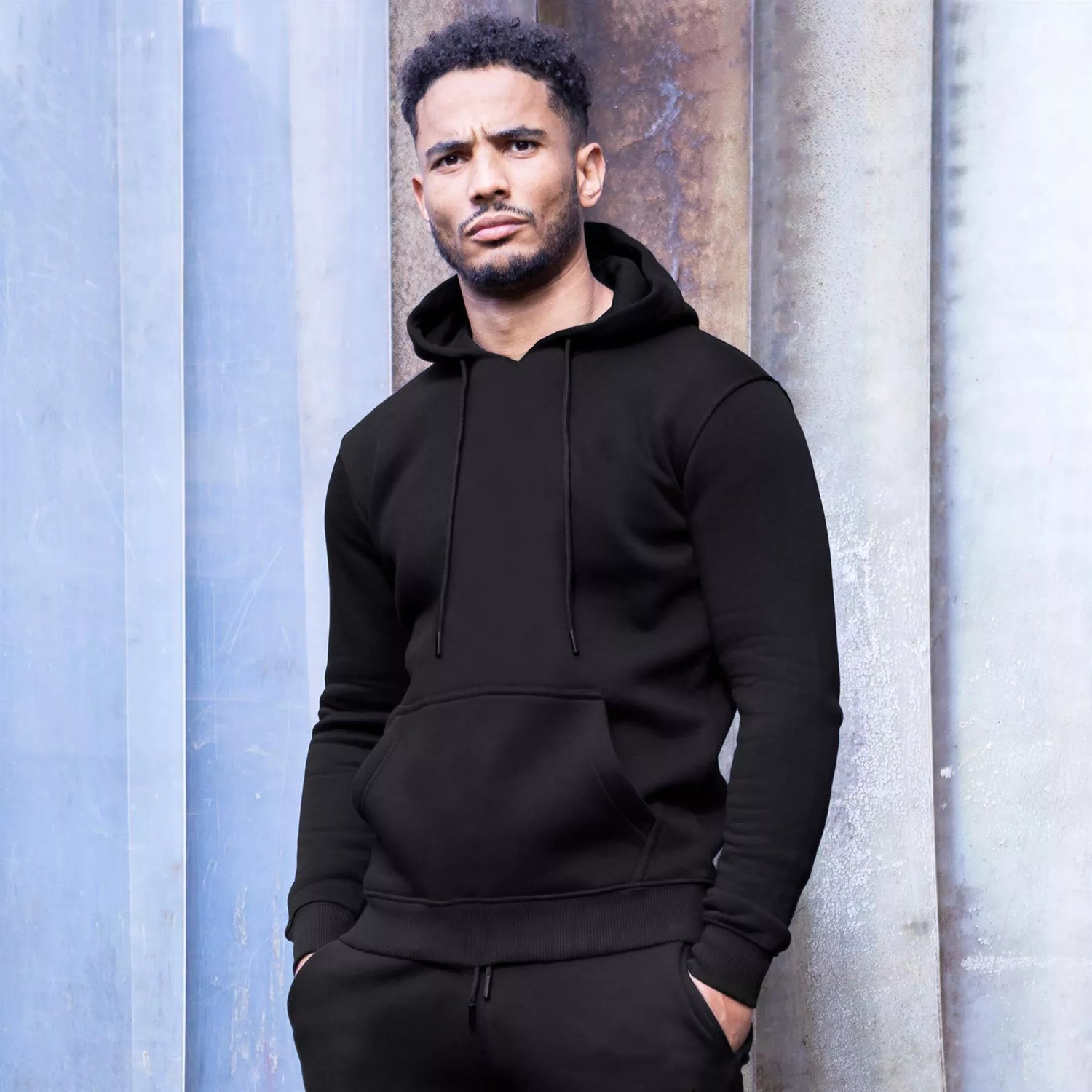 Men's black hooded tracksuit Take