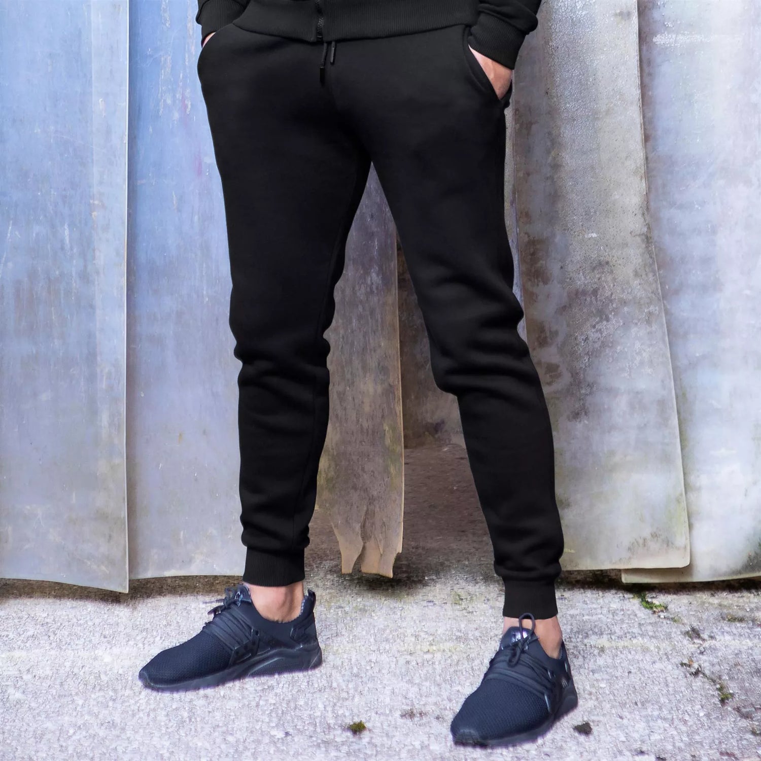 Men's black hooded tracksuit Take