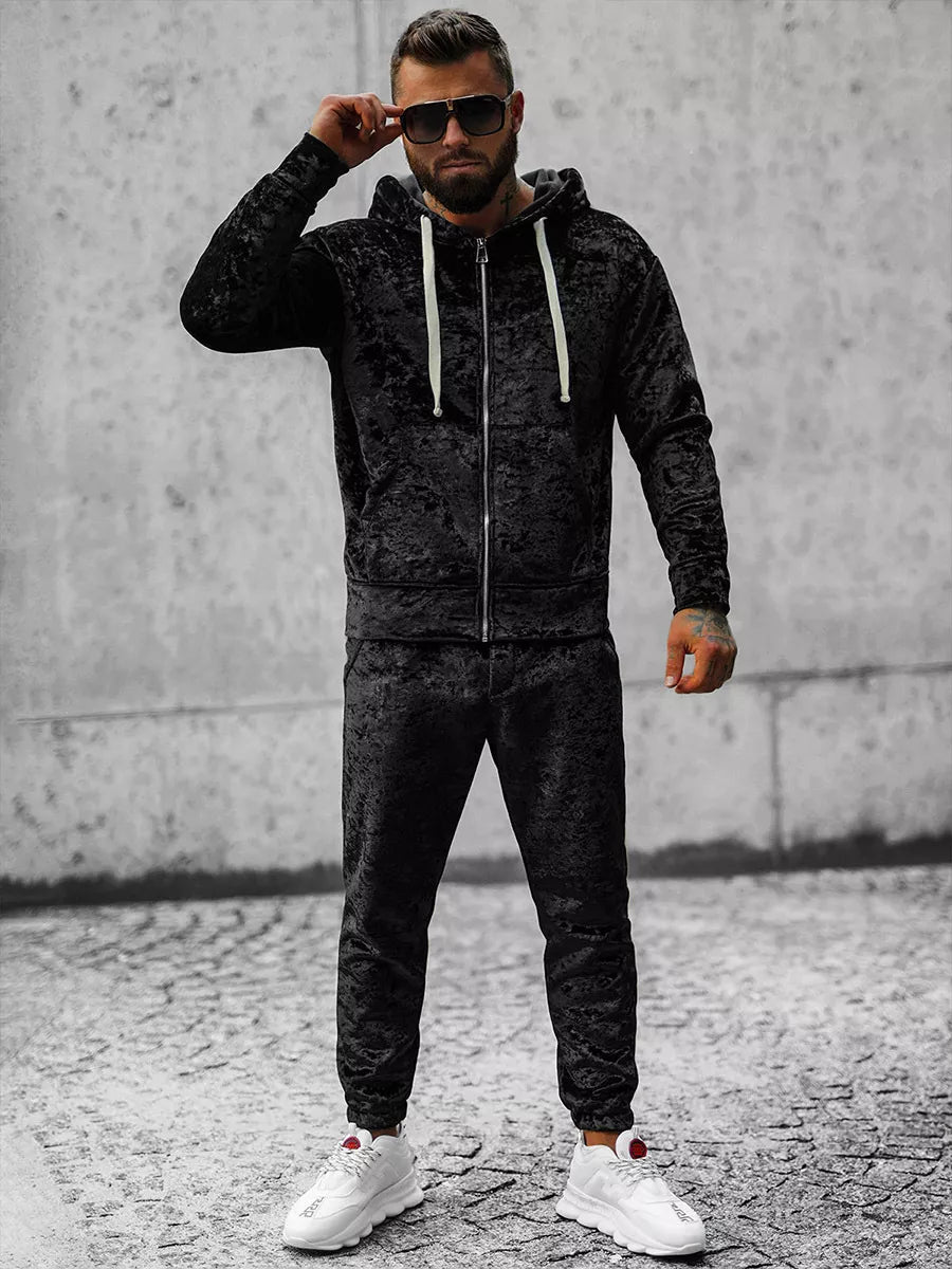 Black velour men's suit by Omilo