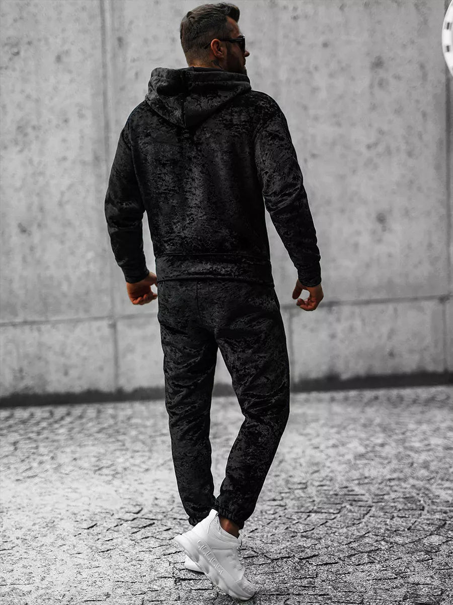 Black velour men's suit by Omilo