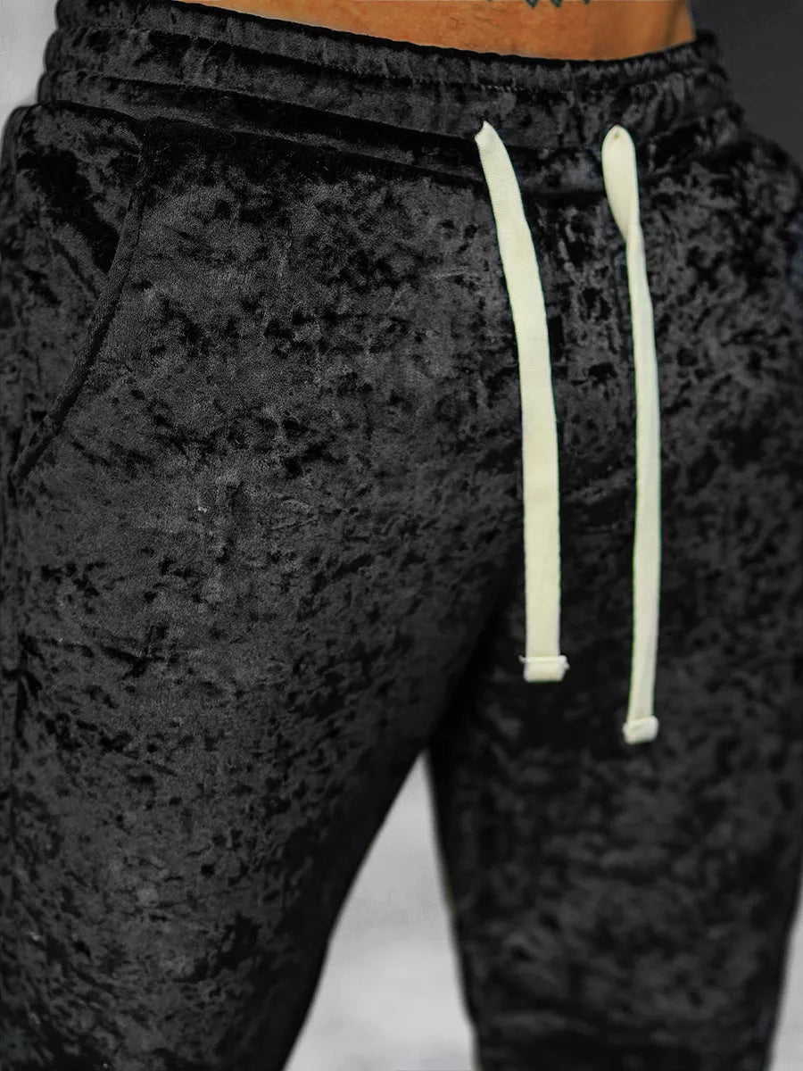 Black velour men's suit by Omilo