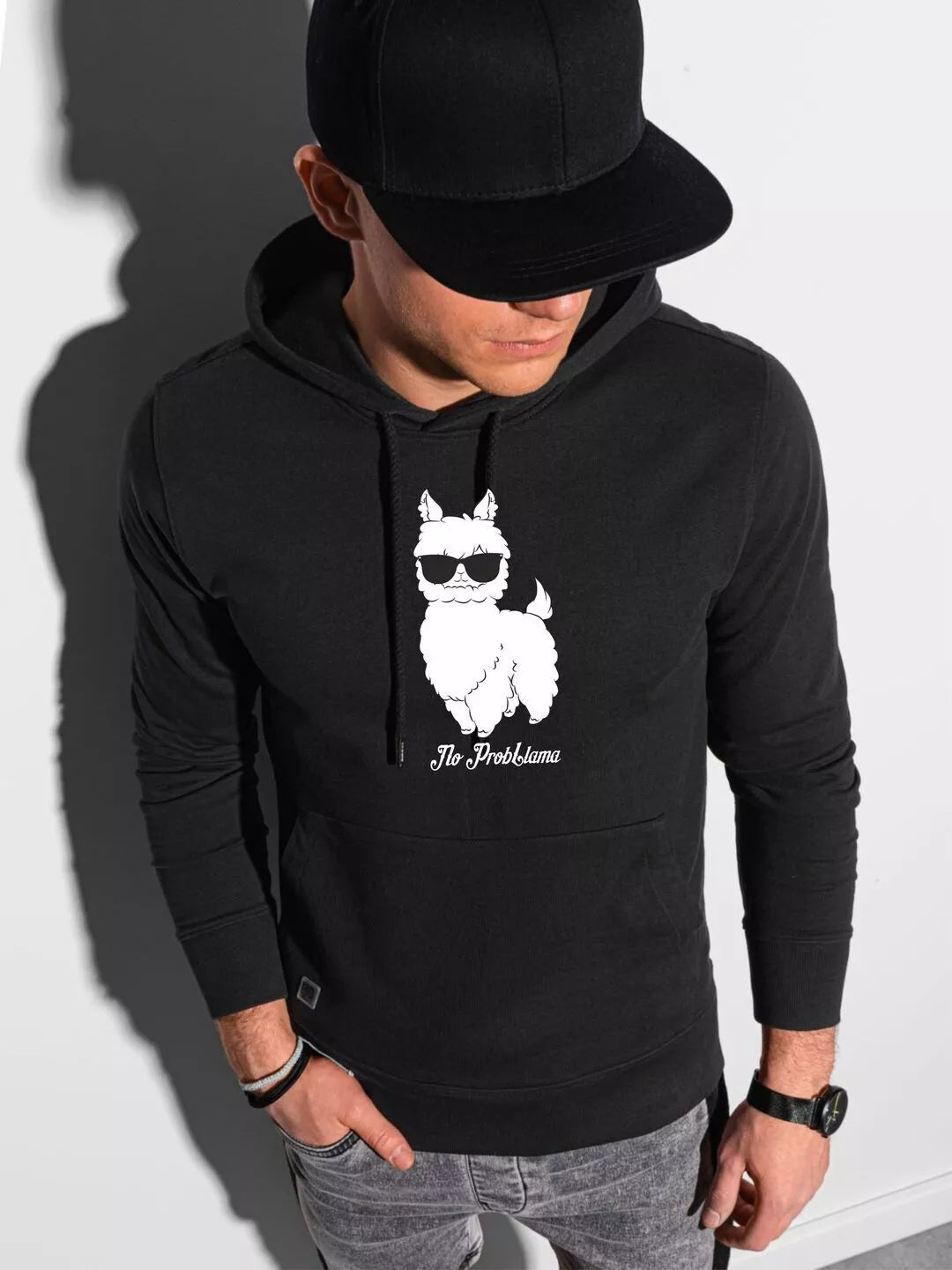 Black hoodie No ProbLlama 