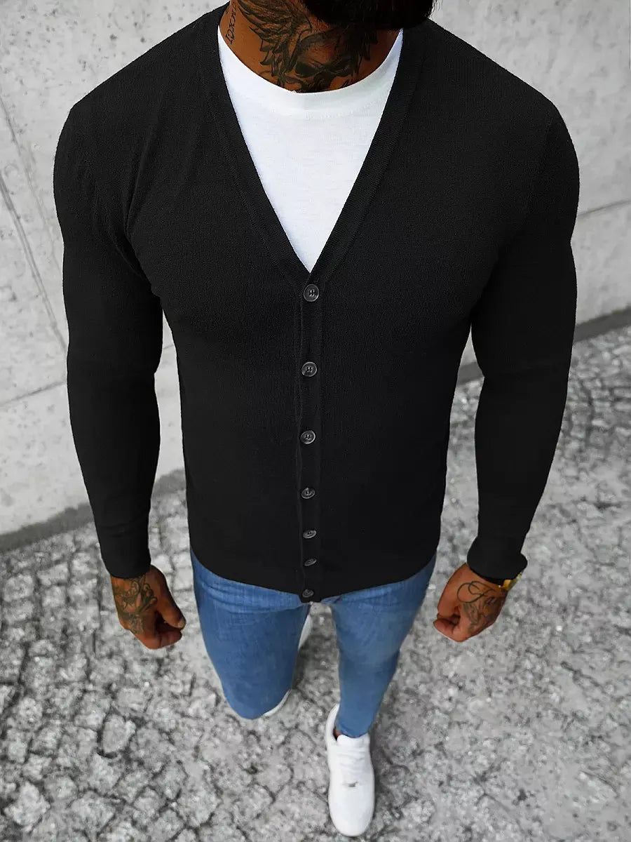 Men's black button-down sweater Otom
