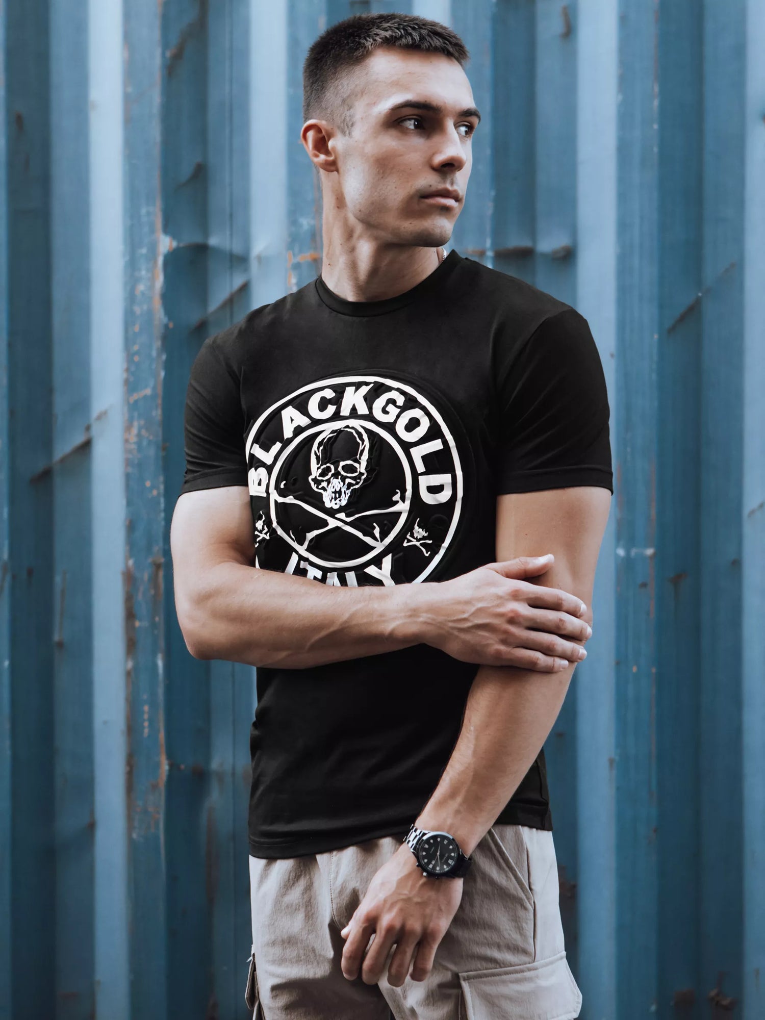 Black men's T-shirt with print Blackgold