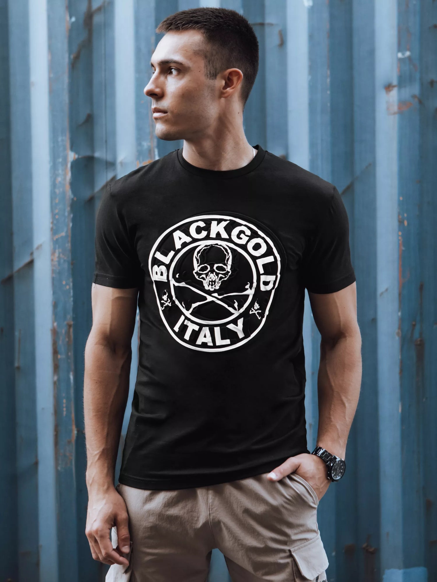 Black men's T-shirt with print Blackgold