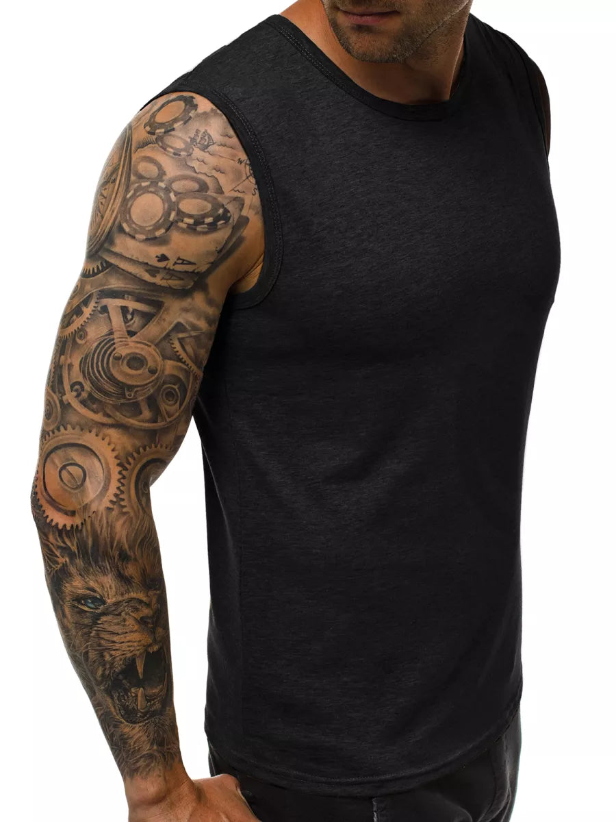 Sleeveless black men's T-shirt Look