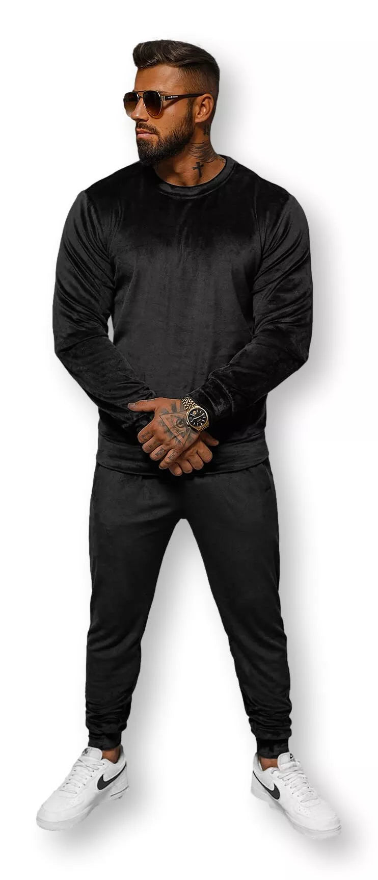 Black men's velour tracksuit Bill