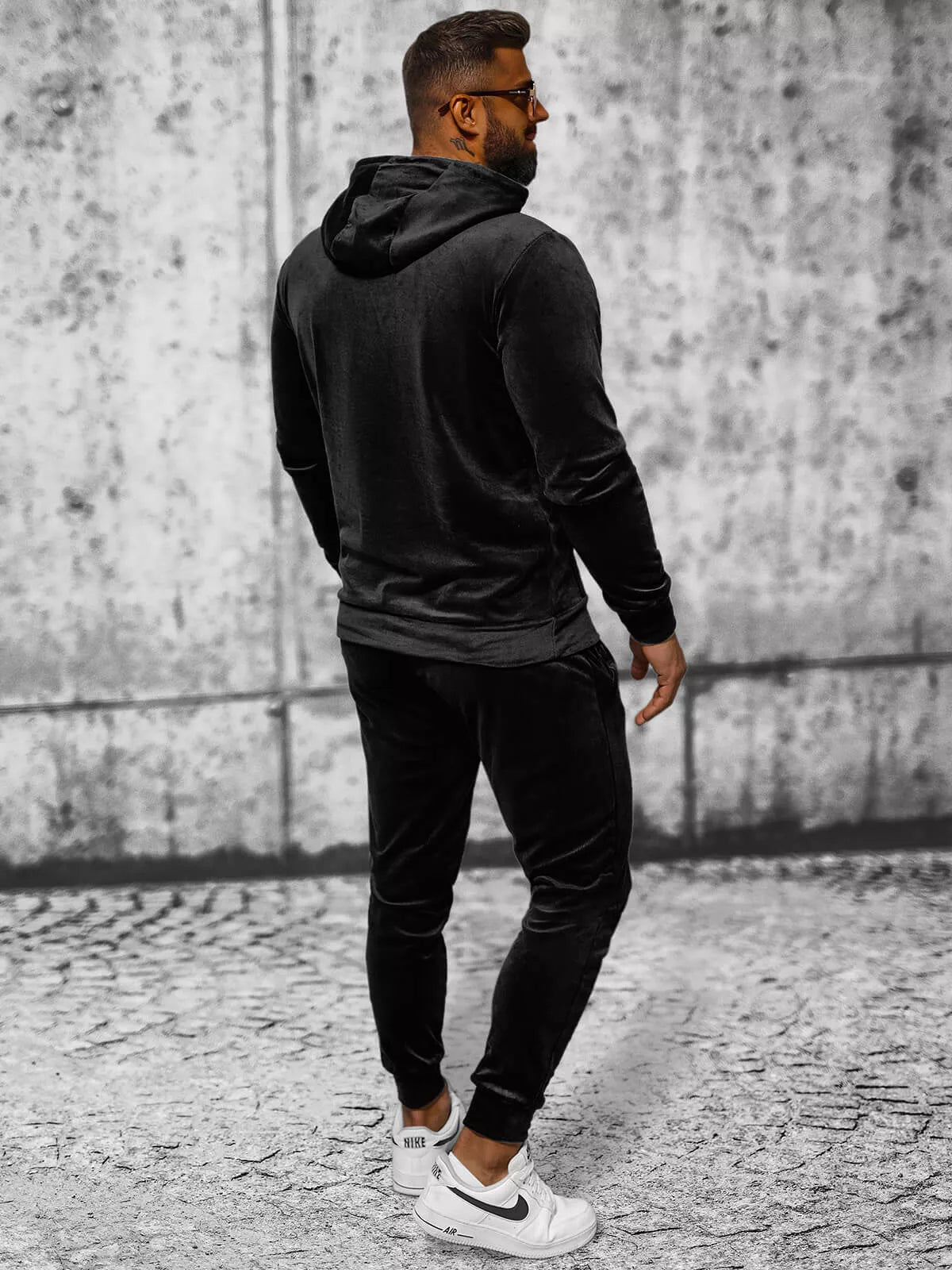 Black men's velour suit Rolos