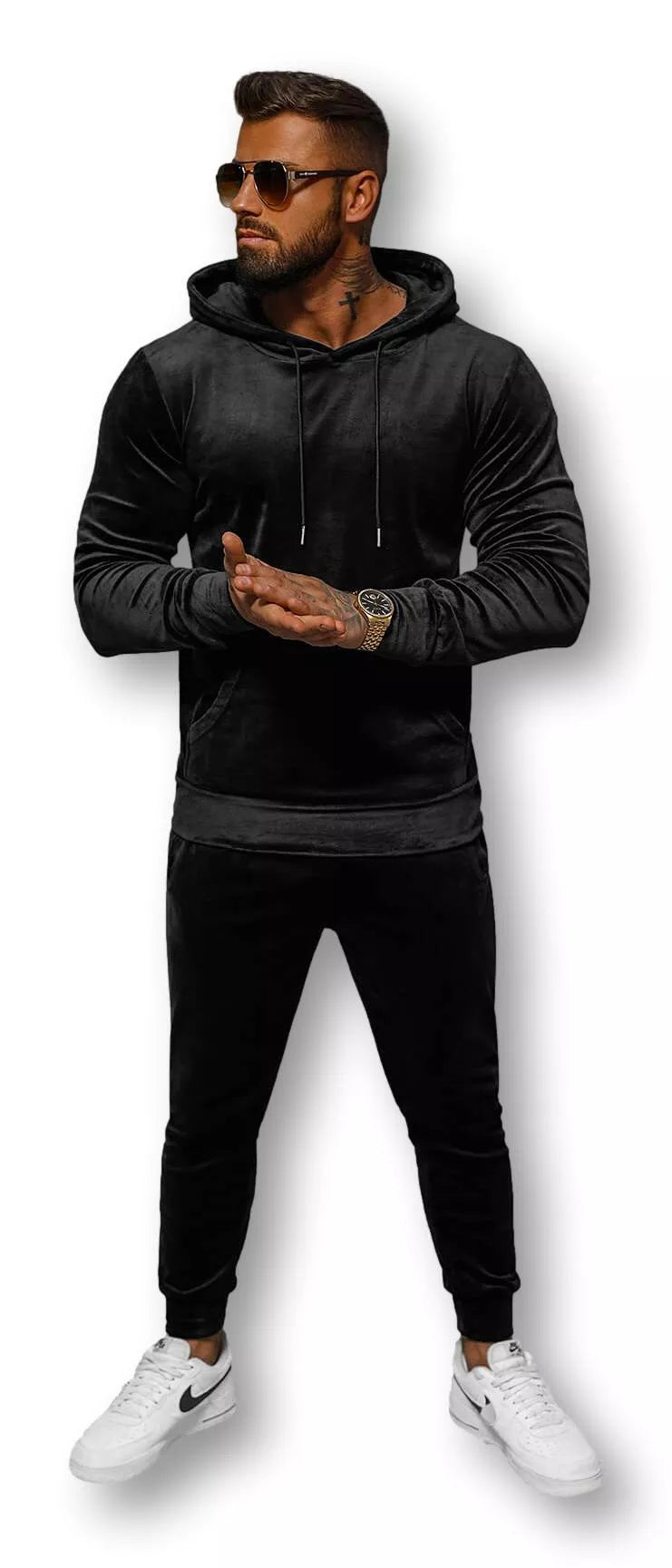 Black men's velour suit Rolos