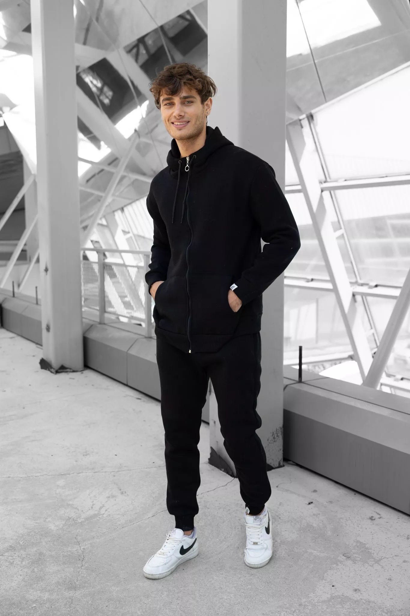 Black men's hooded tracksuit Zipos