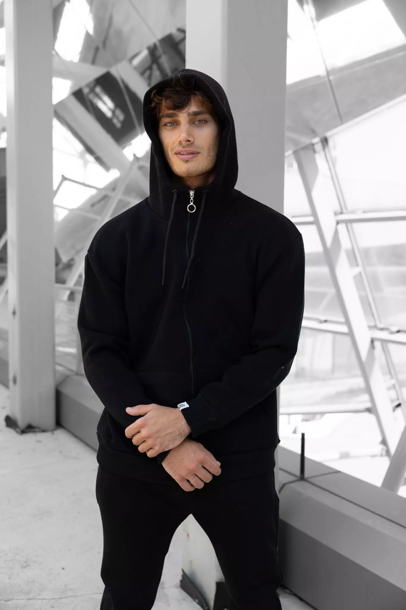 Black men's hooded tracksuit Zipos