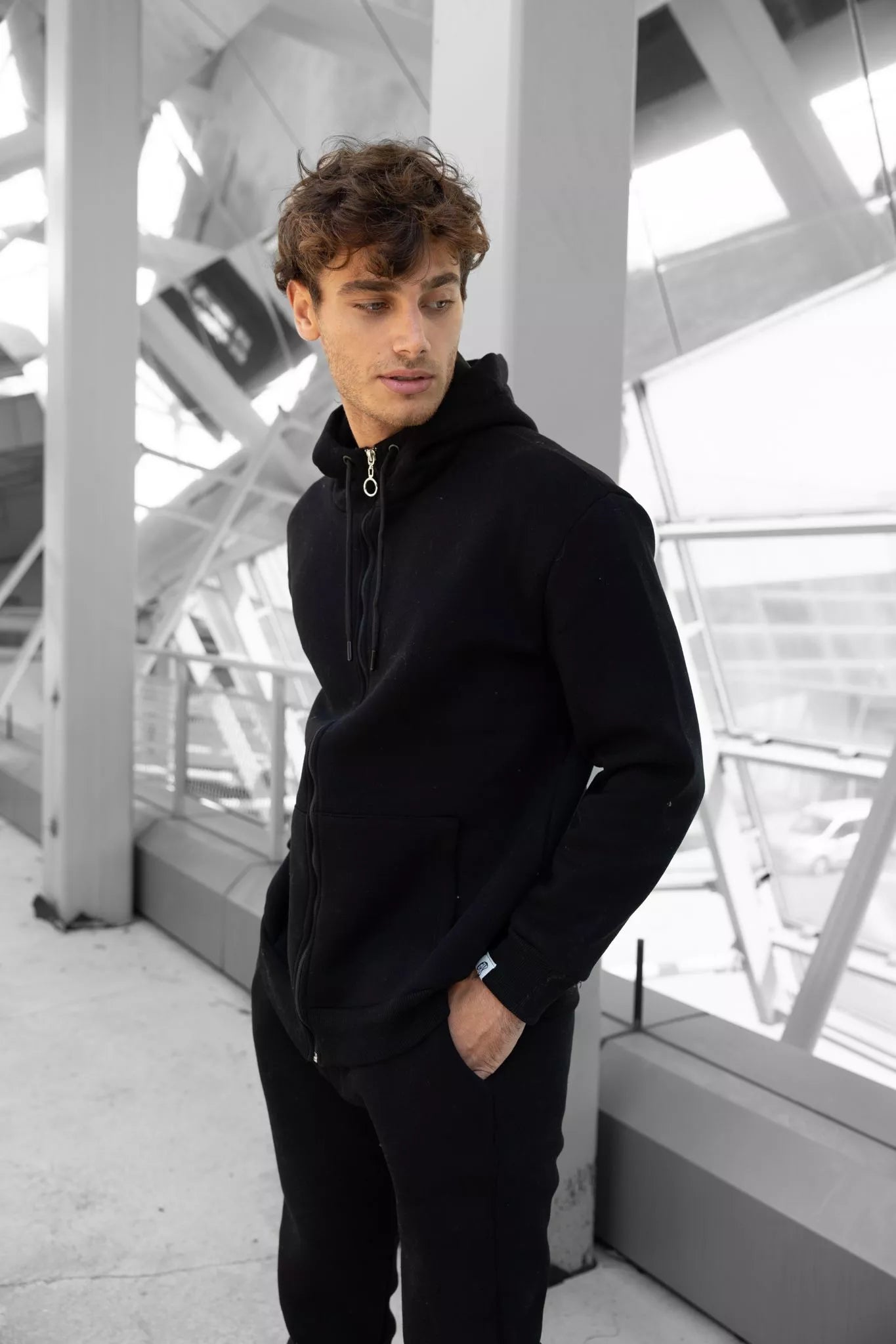 Black men's hooded tracksuit Zipos