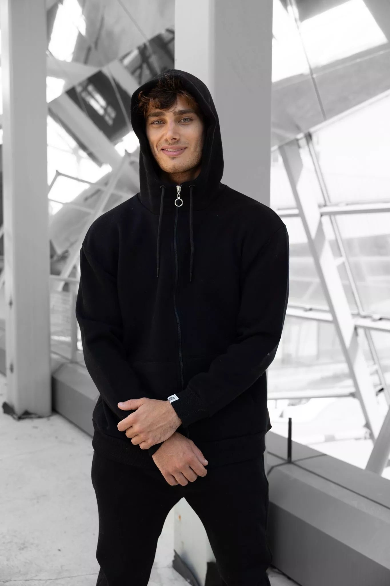 Black men's hooded tracksuit Zipos
