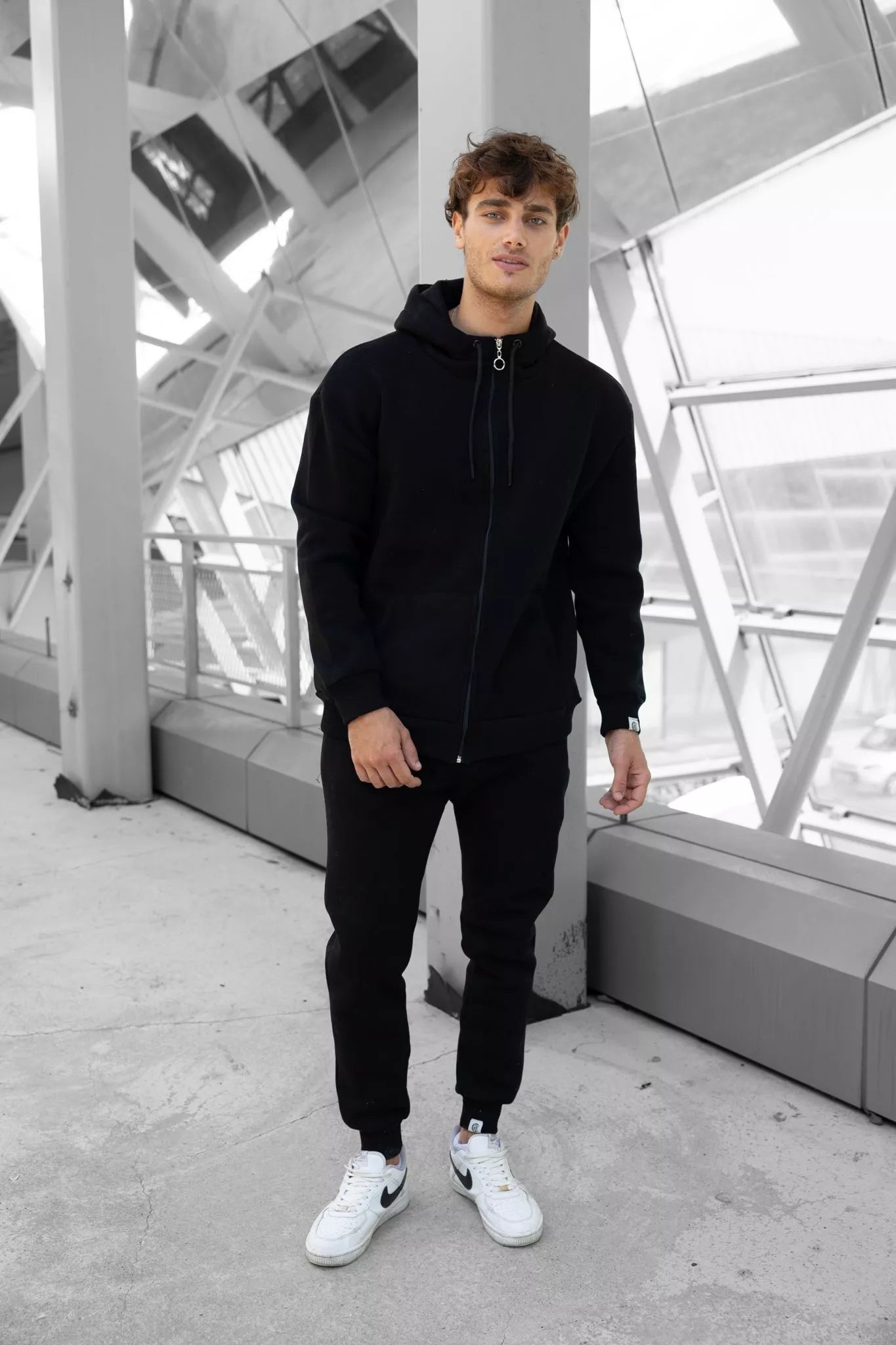 Black men's hooded tracksuit Zipos