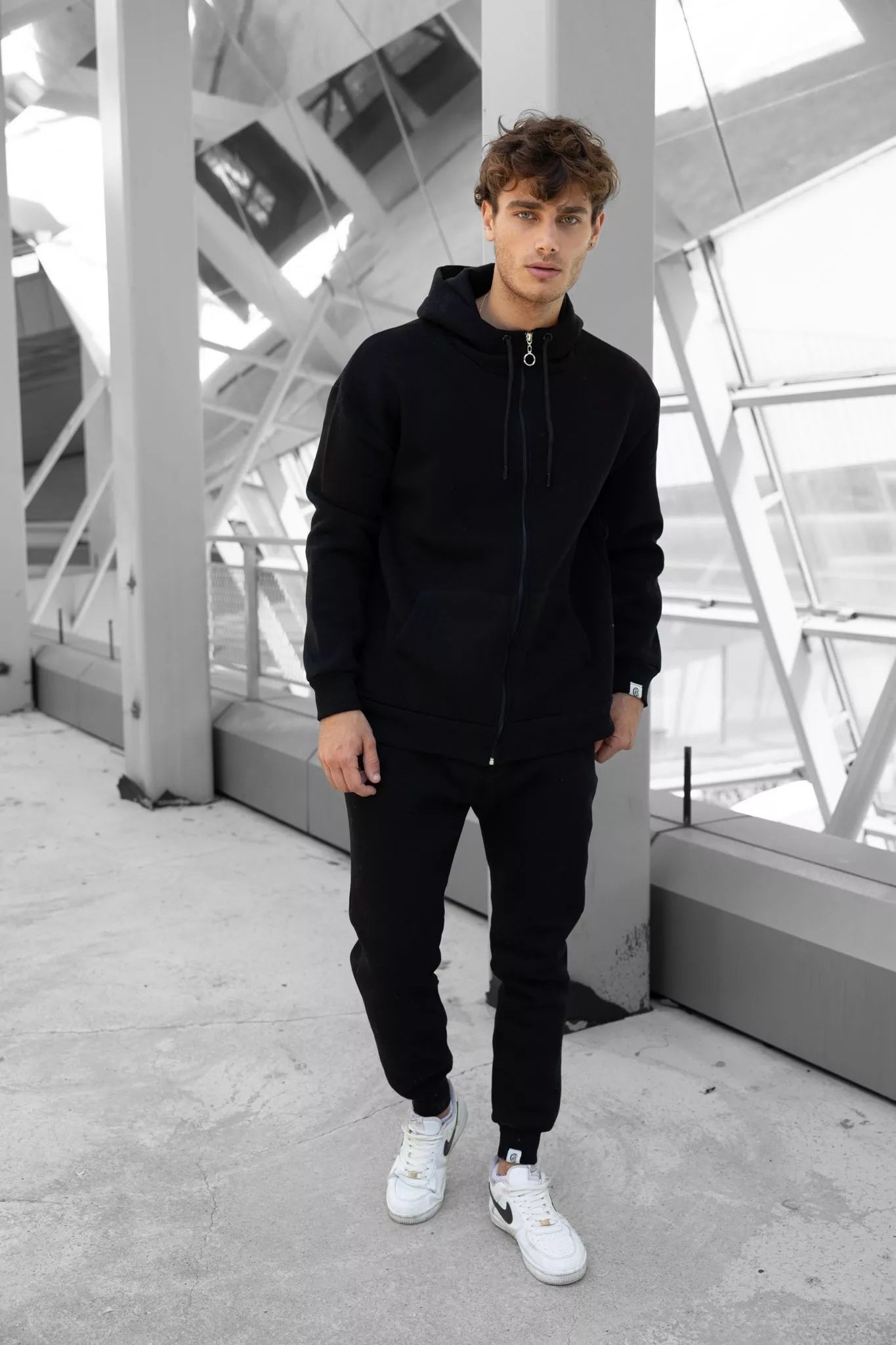 Black men's hooded tracksuit Zipos