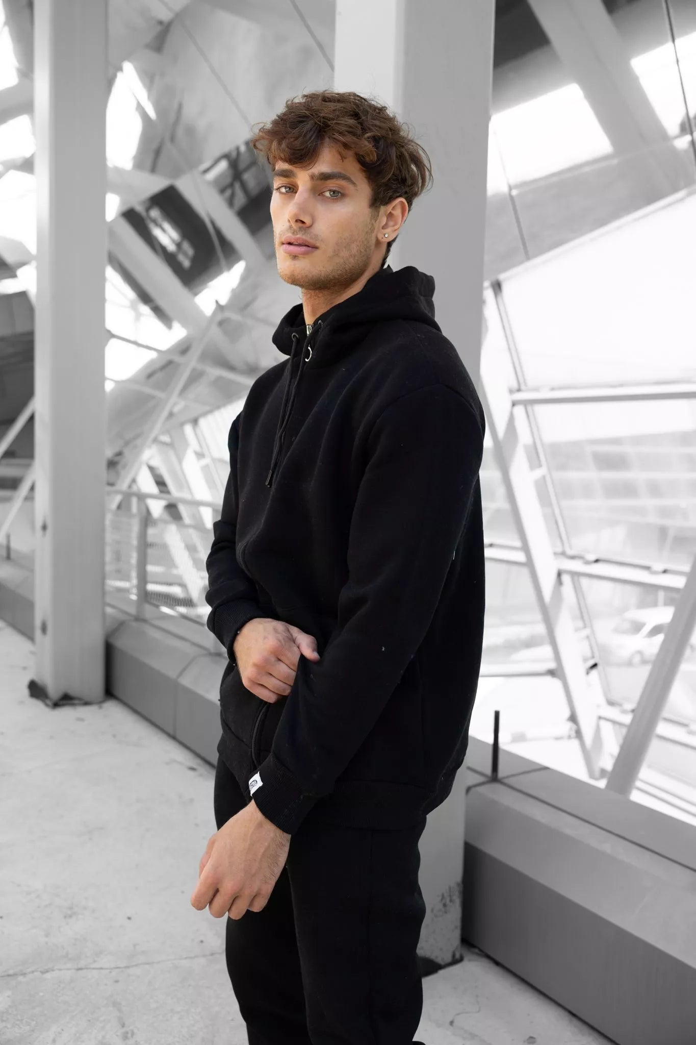 Black men's hooded tracksuit Zipos