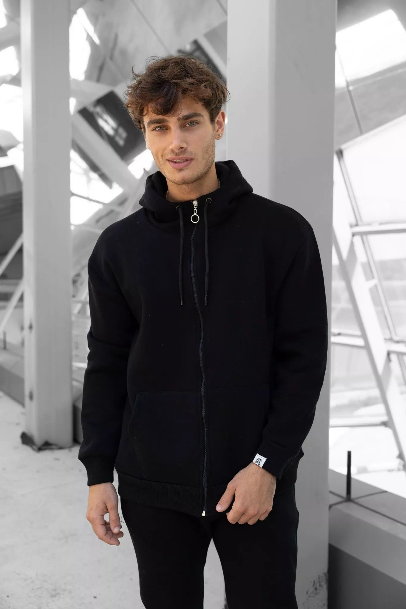 Black men's hooded tracksuit Zipos