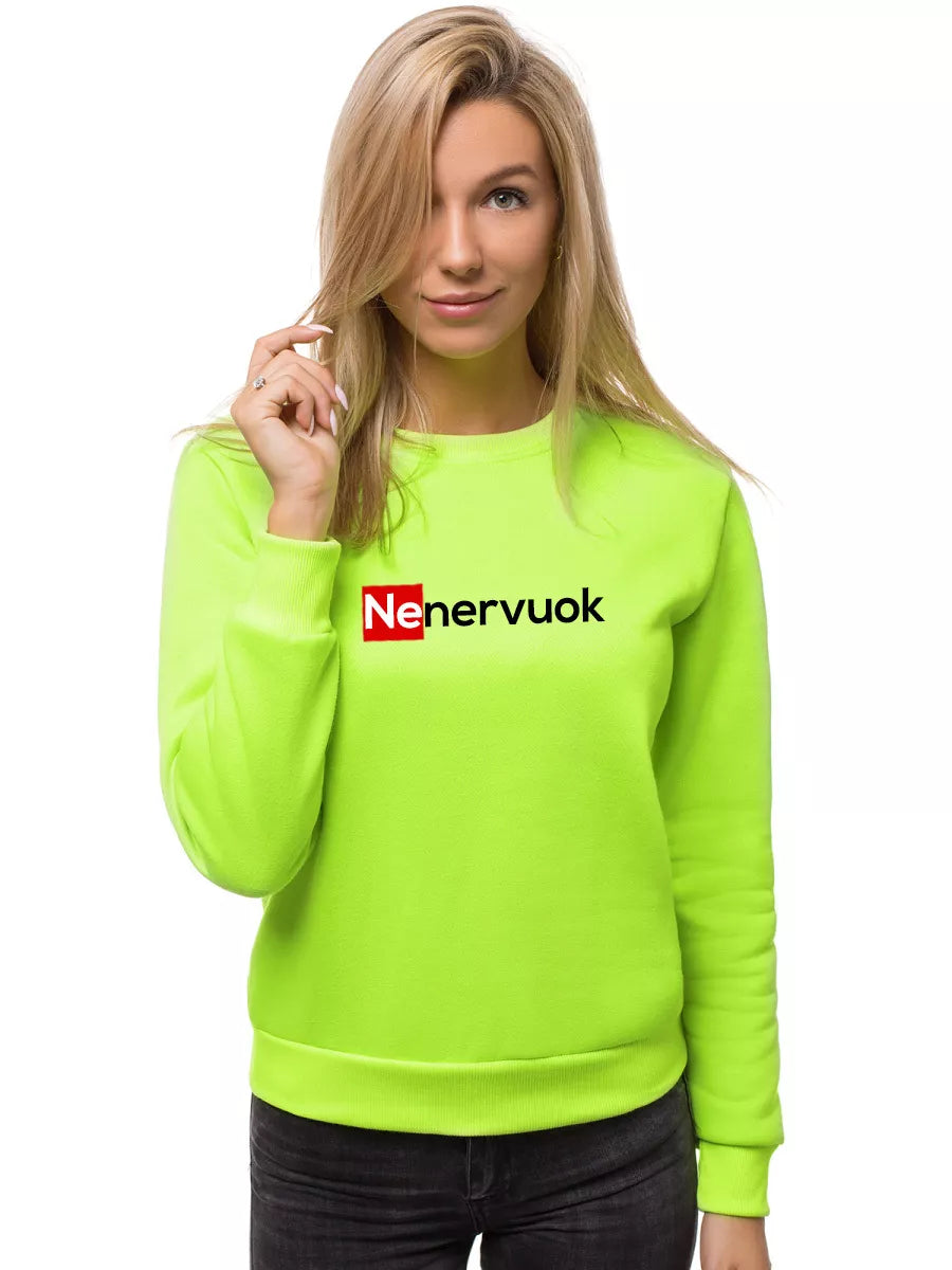 Women's neon green sweater Don't be nervous